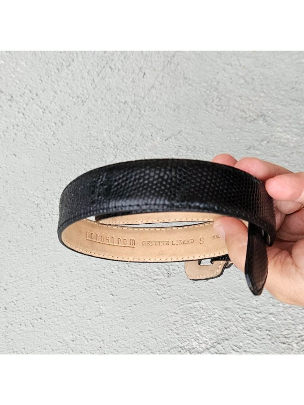 Vintage 80s Nordstrom Black Genuine Lizard Skin Belt Size S 23-27 - Picture 2 of 15